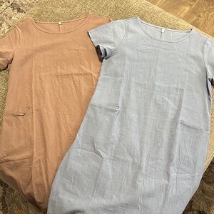 Lot of 2 Taupe and Blue Casual Dresses size S